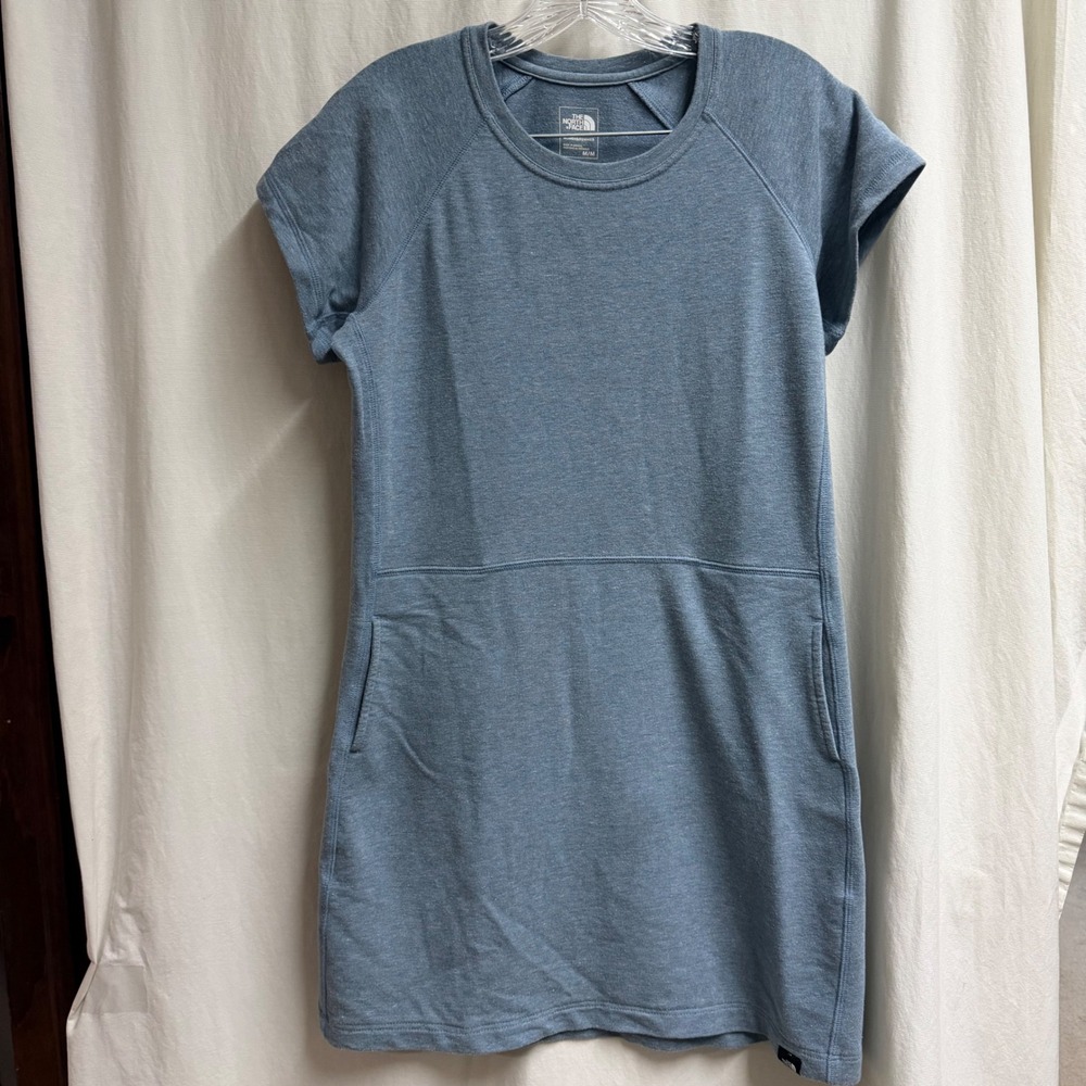 The North Face Womens Blue Heather Short Sleeve Pocket T-Shirt Dress Medium